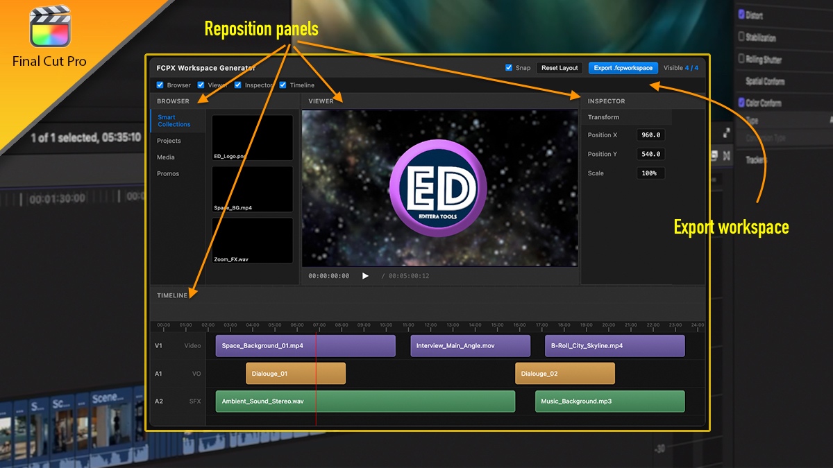 FCPX Workspace Generator preview